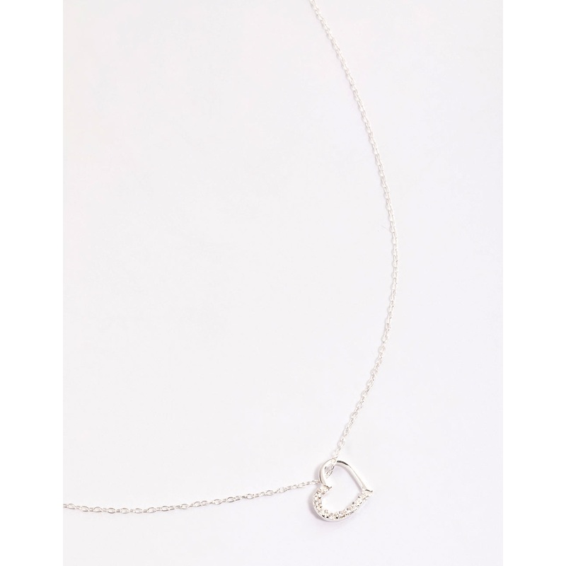 Sterling Silver Cubic Zirconia Pave Heart Necklace