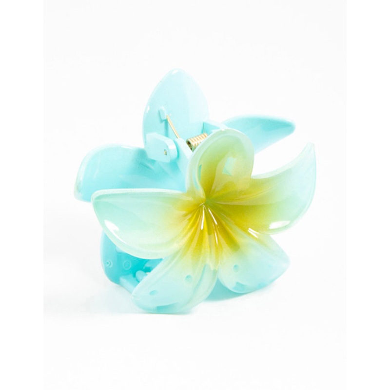 Blue Frangipani Hair Claw Clip