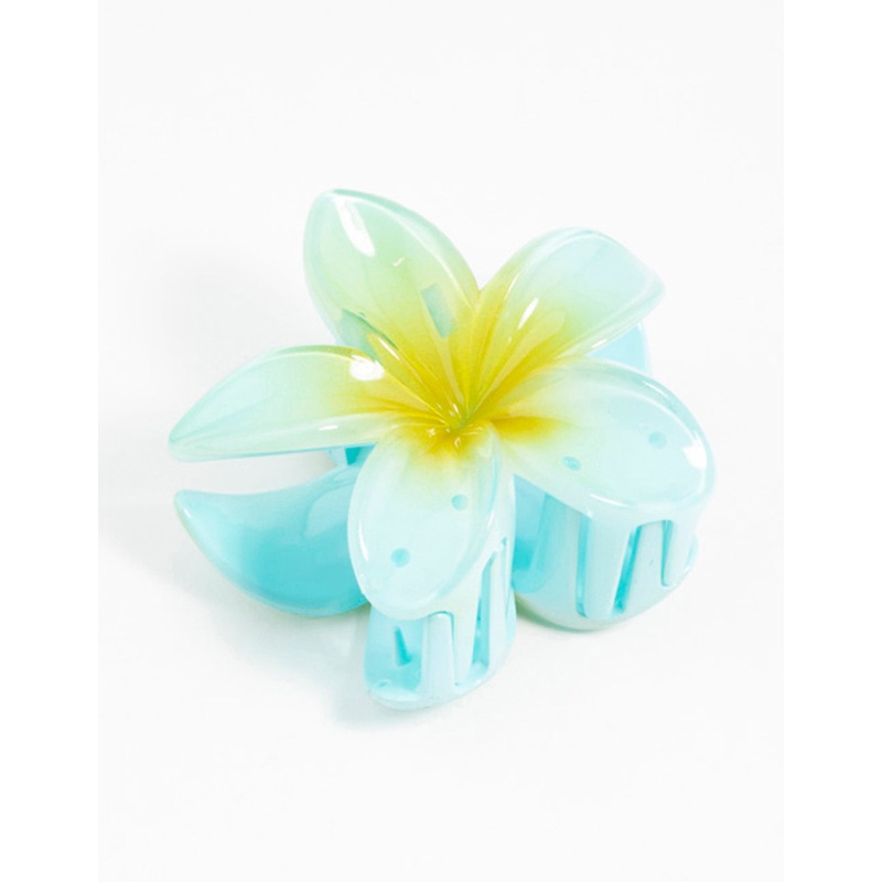 Blue Frangipani Hair Claw Clip
