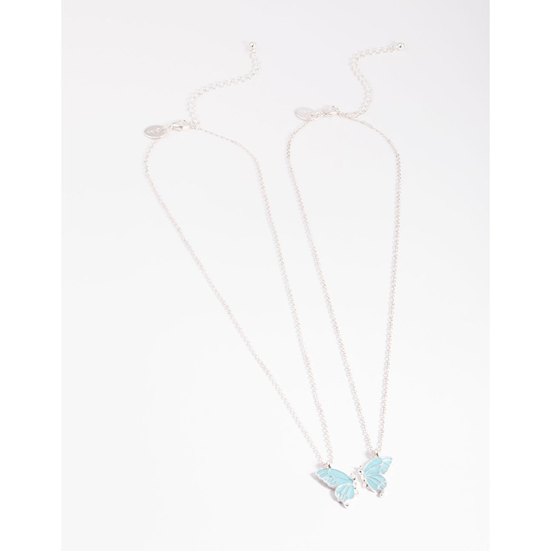 Silver Best Friend Butterfly Necklace Pack