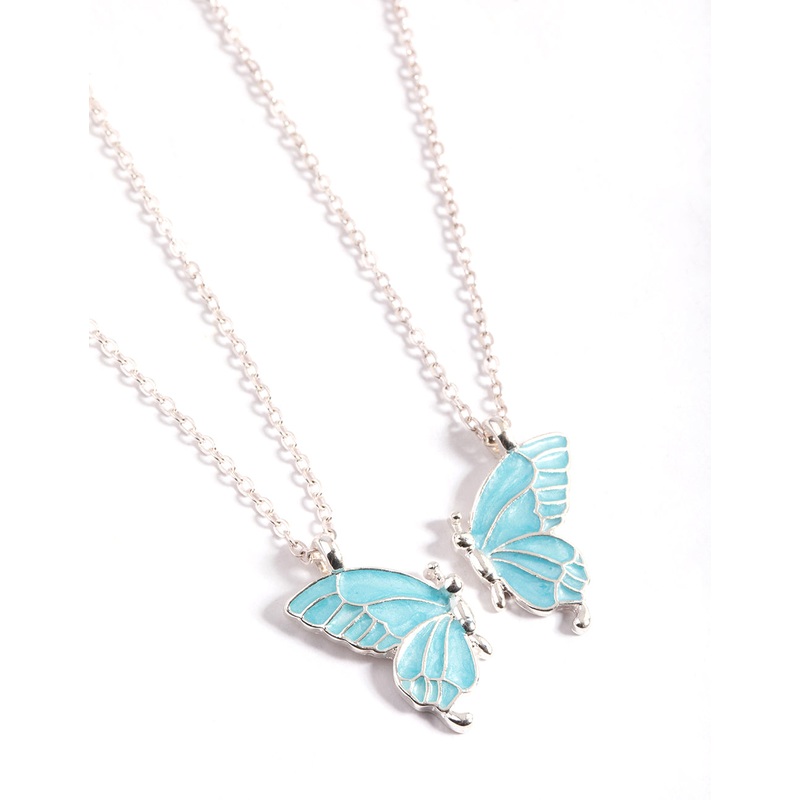 Silver Best Friend Butterfly Necklace Pack