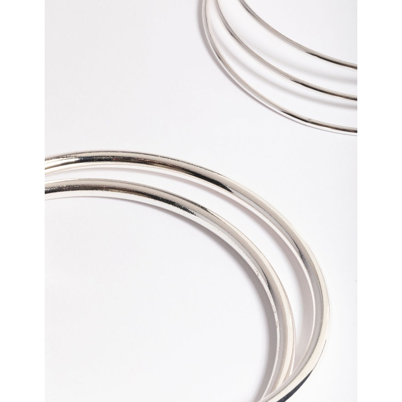 Silver Round Mix Bangle 5-Pack