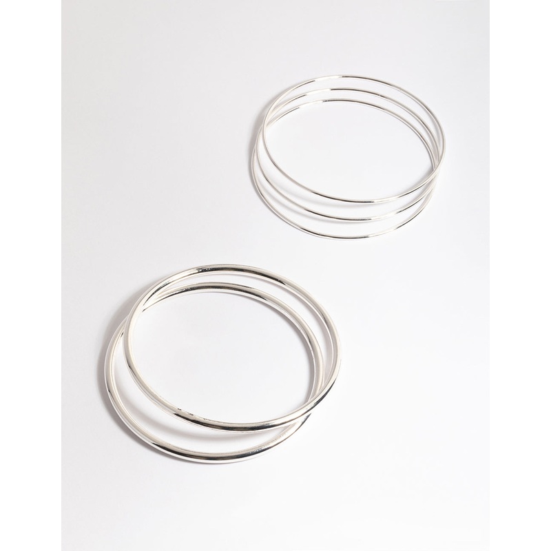 Silver Round Mix Bangle 5-Pack