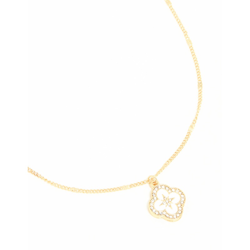 Waterproof Gold Plated Stainless Steel Flower Enamel Pendant Necklace