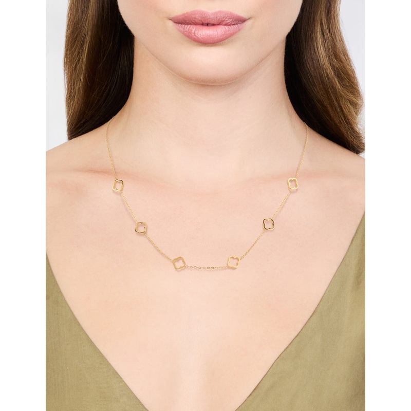 Waterproof Gold Plated Stainless Steel Hollow Flower Pendant Necklace