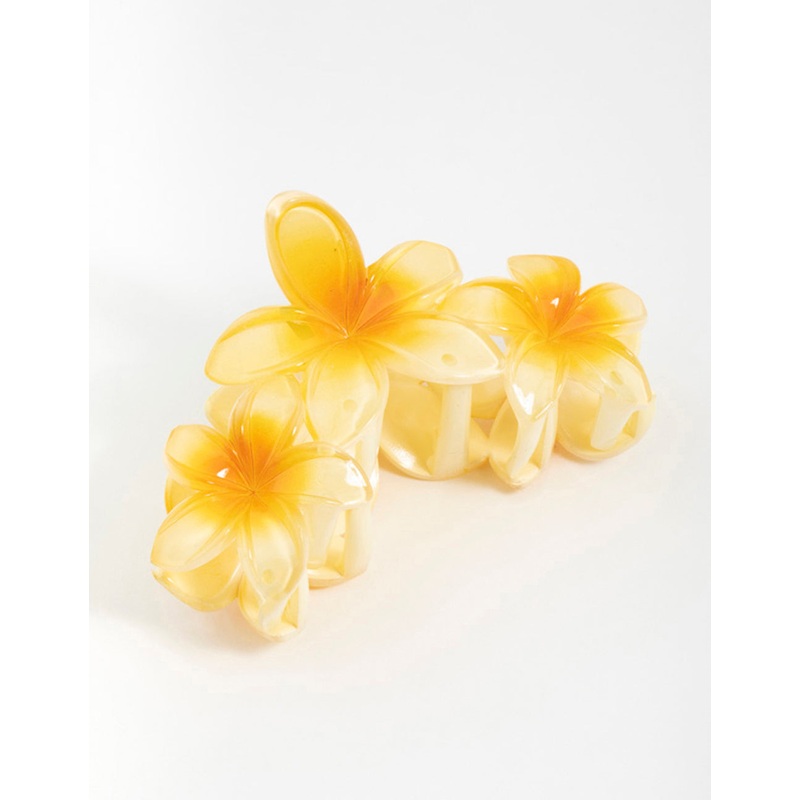 Yellow Frangipani Flowers Hair Claw Clip