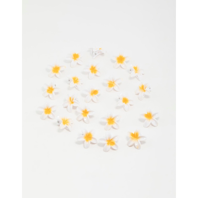 Yellow Frangipani Mini Hair Clips 20-Pack