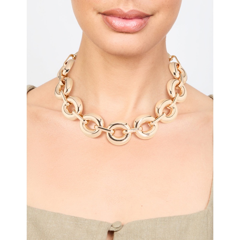 Gold Bold Round Chunky Chain Necklace