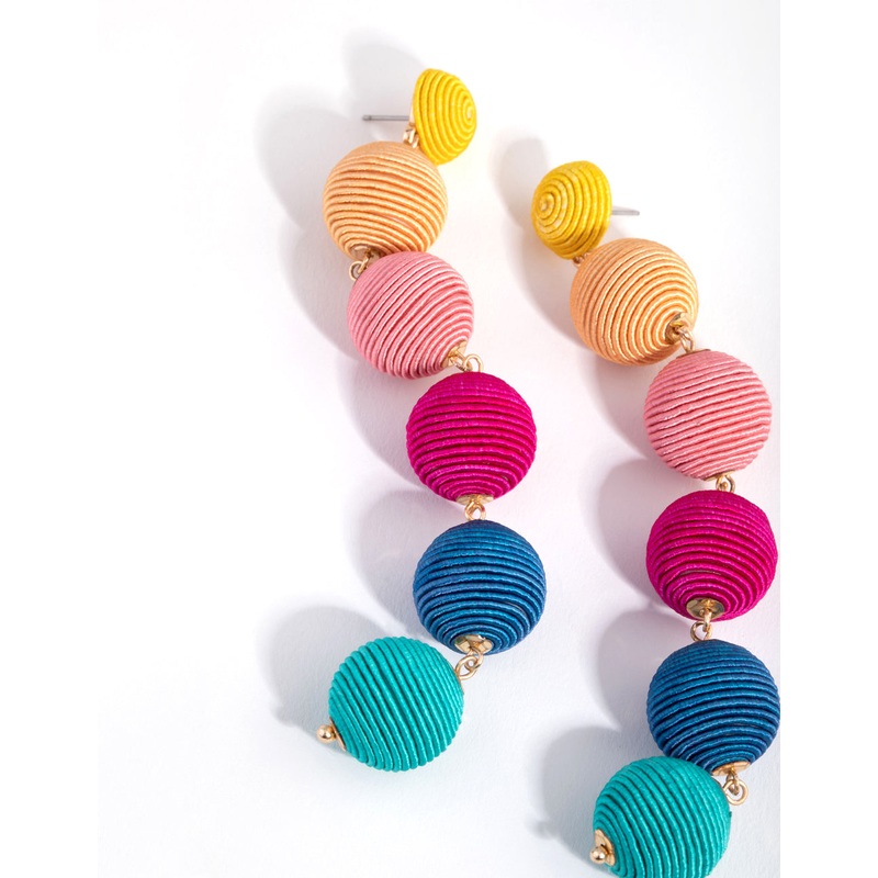 Gold Rainbow Ball Drop Earrings