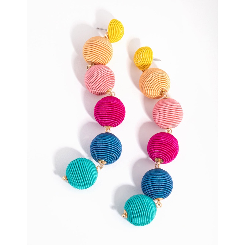 Gold Rainbow Ball Drop Earrings