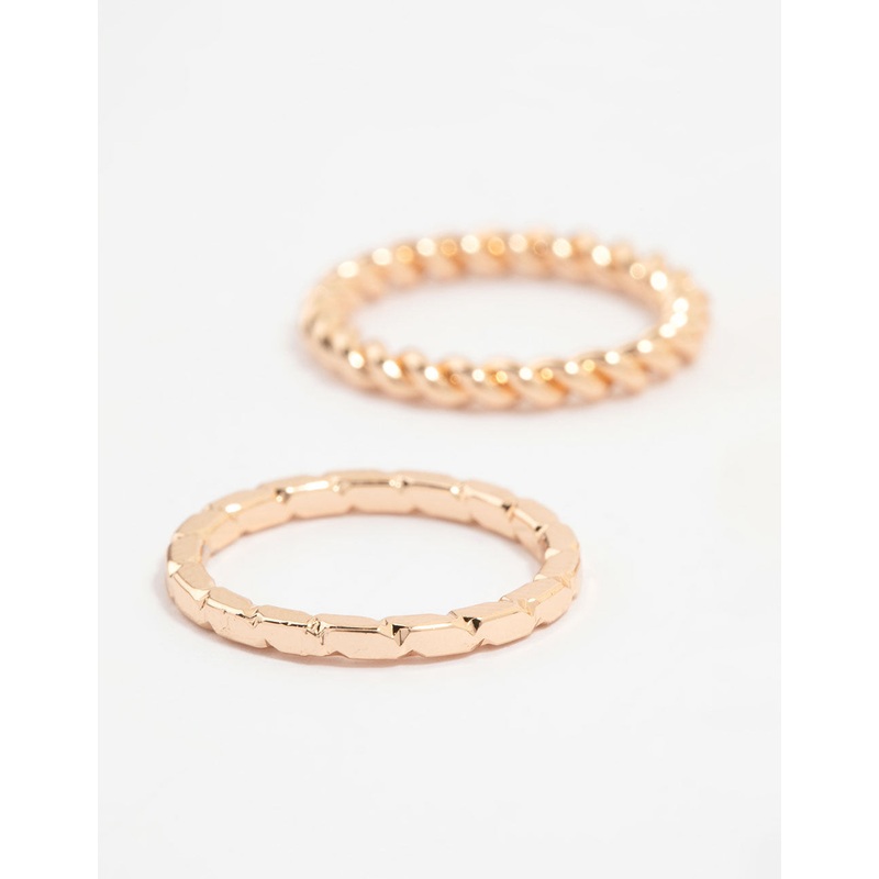 Gold Thin Textured Stacking Rings 8-Pack