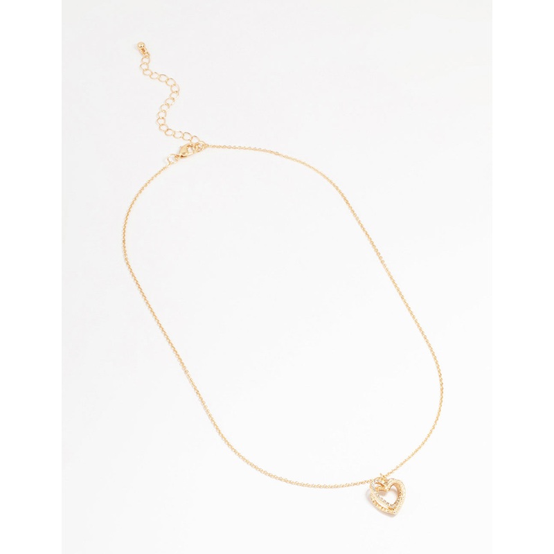 Gold Twisted Heart Pendant Necklace