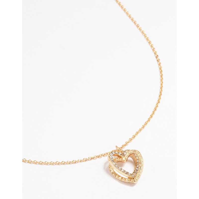 Gold Twisted Heart Pendant Necklace