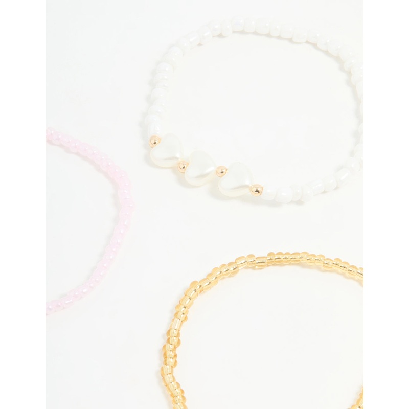 Kids Beaded Heart & Mixed Stretch Bracelets 5-Pack