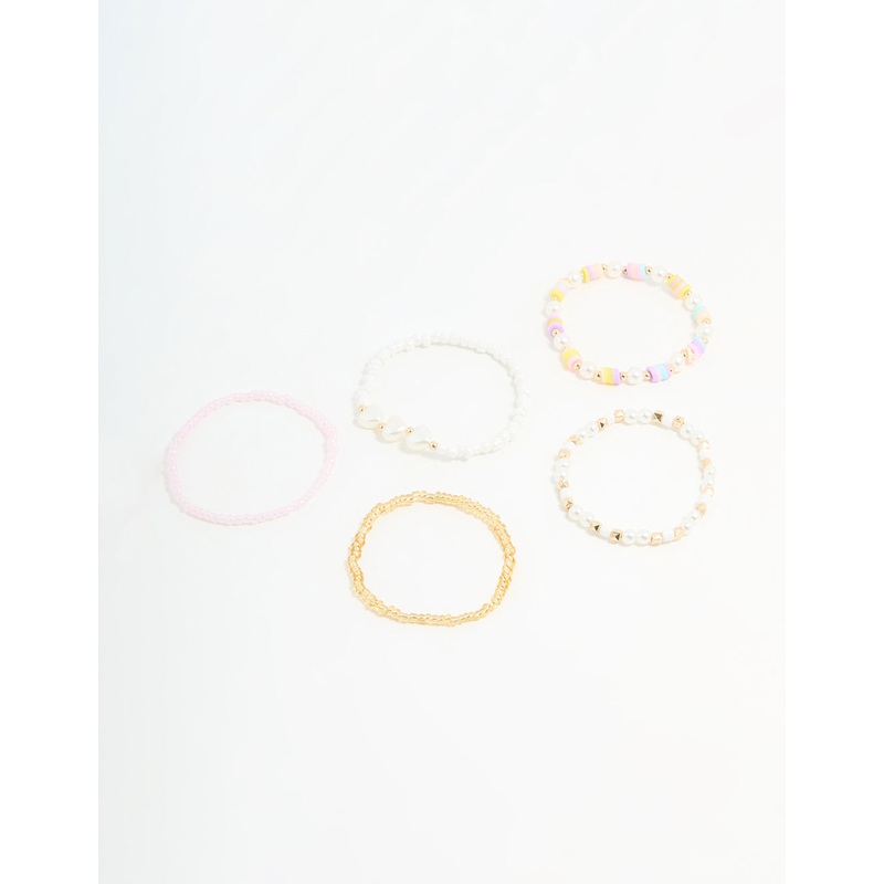 Kids Beaded Heart & Mixed Stretch Bracelets 5-Pack