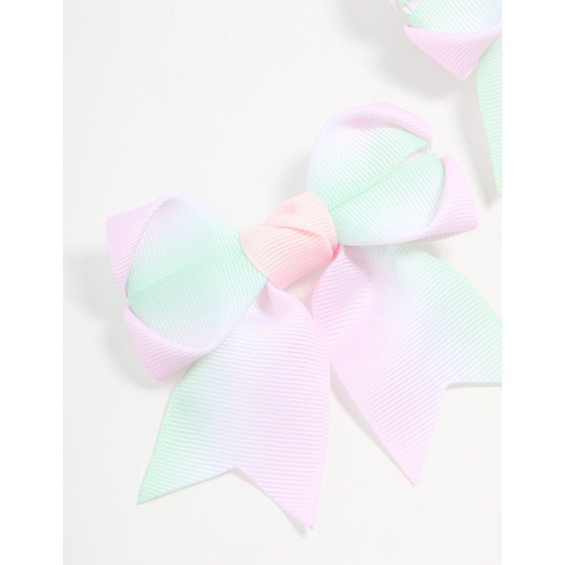 Kids Pastel Fabric Classic Bow Clips 2-Pack