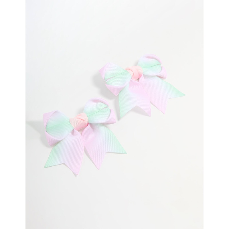 Kids Pastel Fabric Classic Bow Clips 2-Pack
