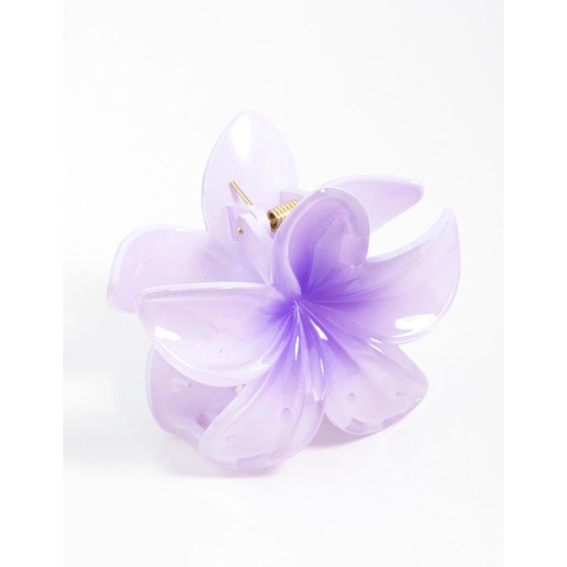 Purple Frangipani Hair Claw Clip