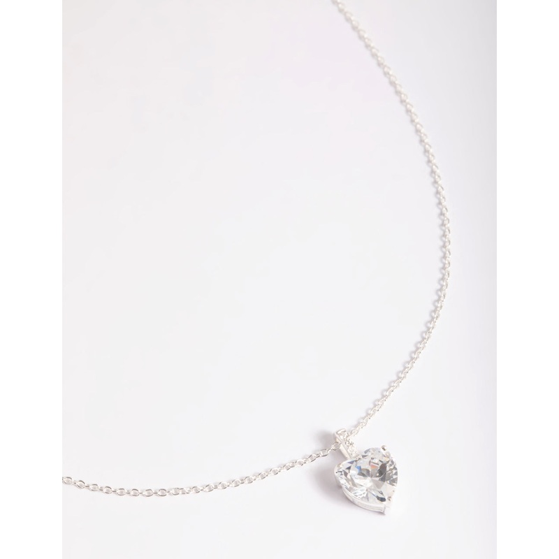 Sterling Silver Cubic Zirconia Heart Necklace