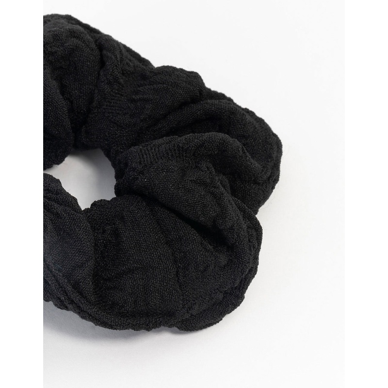 Black Seersucker Fabric Scrunchie