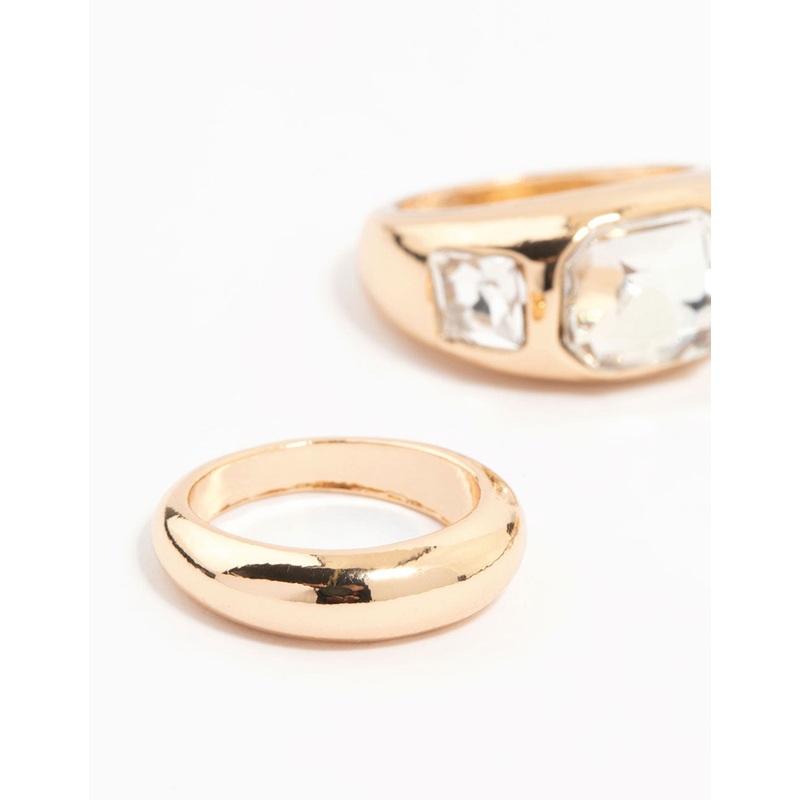 Gold Diamante Dome Stacking Rings 3-Pack