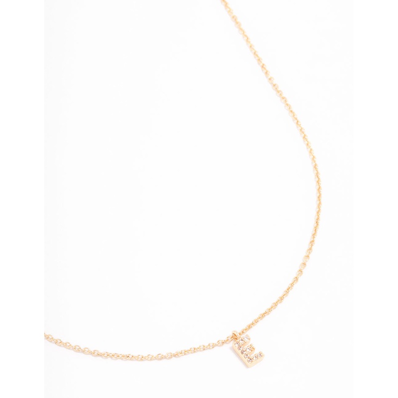Gold Plated Cubic Zirconia Letter E Necklace