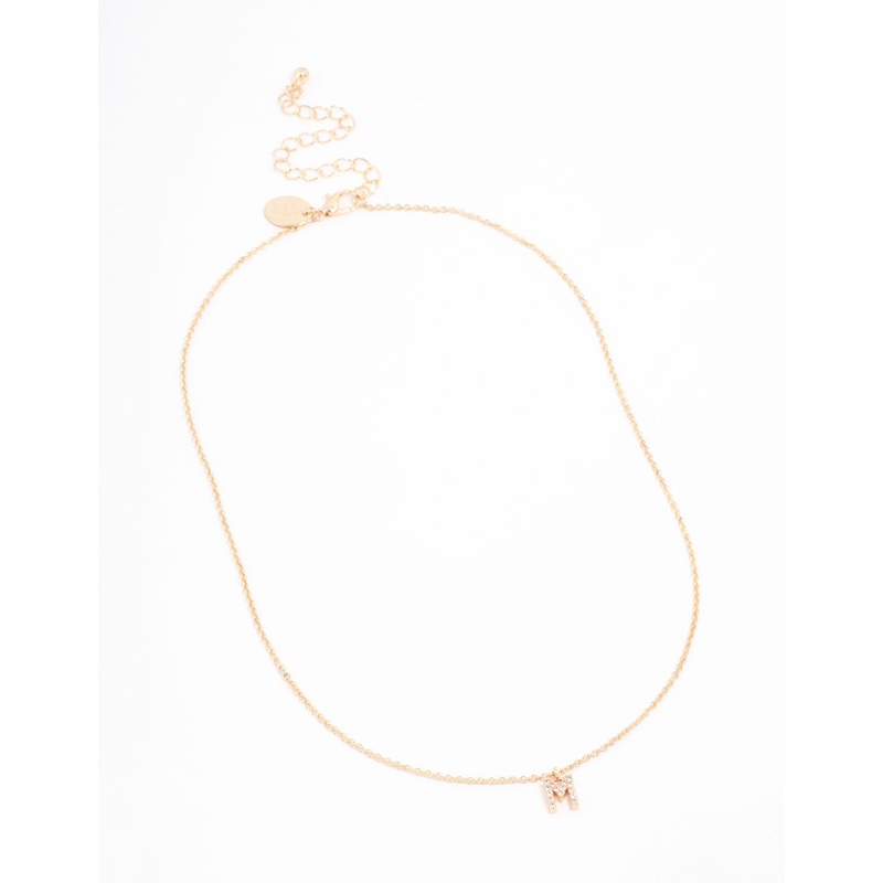 Gold Plated Cubic Zirconia Letter M Necklace