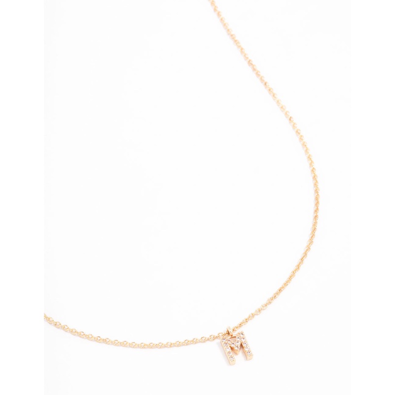 Gold Plated Cubic Zirconia Letter M Necklace