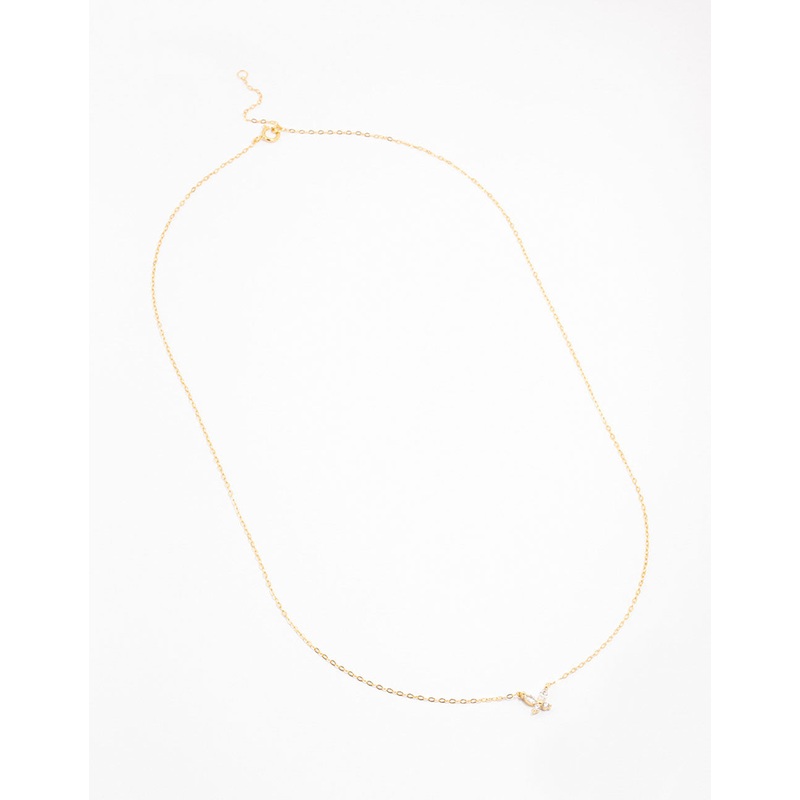 Gold Plated Sterling Silver Cubic Zirconia Mini Butterfly Necklace