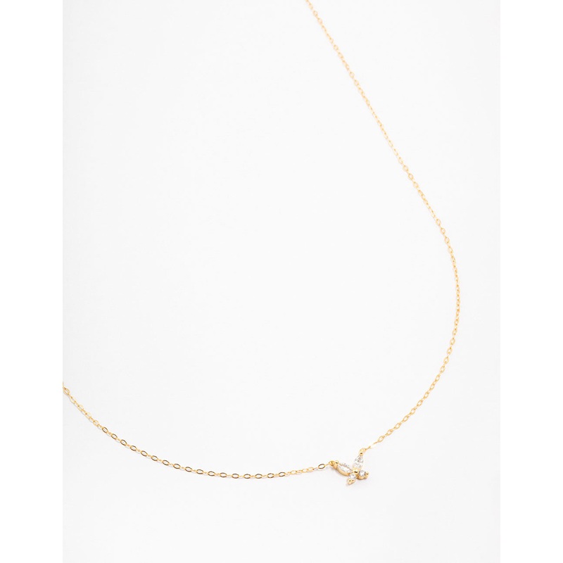 Gold Plated Sterling Silver Cubic Zirconia Mini Butterfly Necklace