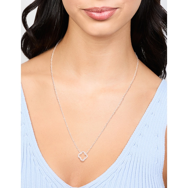 Sterling Silver Cubic Zirconia Flower Pendant Necklace