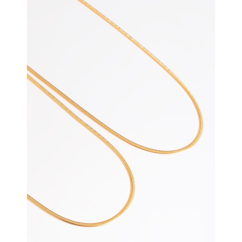 Waterproof Gold Plated Stainless Steel Fine Chain Necklace 2-Pack