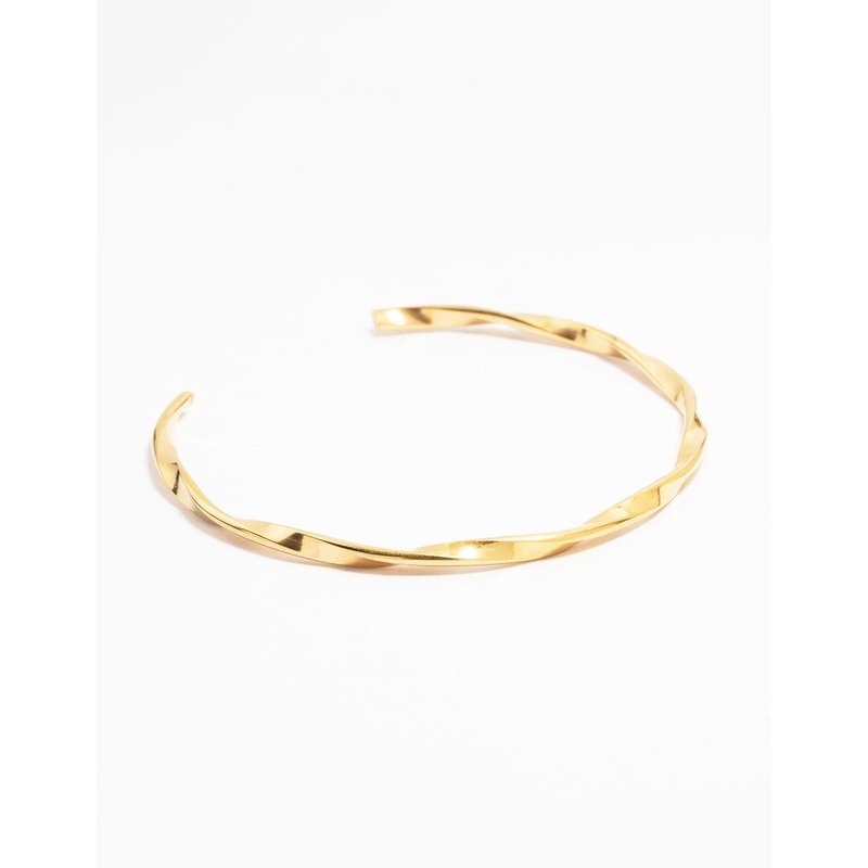 Waterproof Gold Plated Stainless Steel Twisted Wrist Cuff