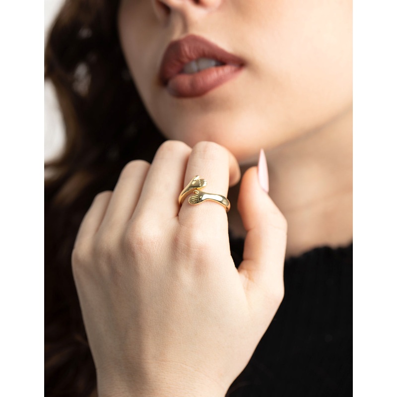 Gold Plated Hugging Hands Ring