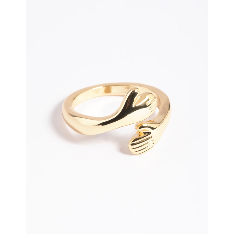 Gold Plated Hugging Hands Ring