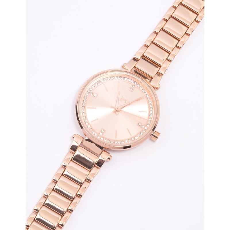 Rose Gold Crystal Dial Watch
