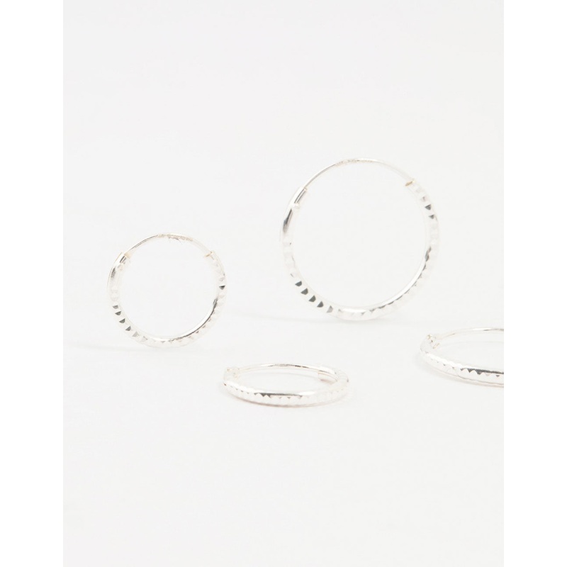 Sterling Silver Graduated Mini Hoop Pack