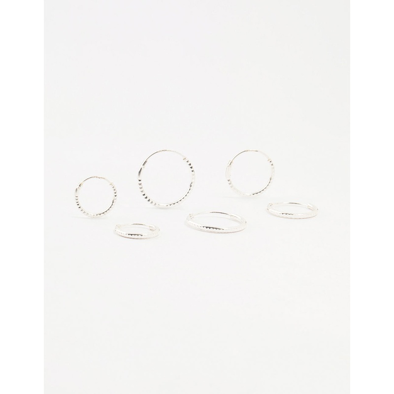 Sterling Silver Graduated Mini Hoop Pack