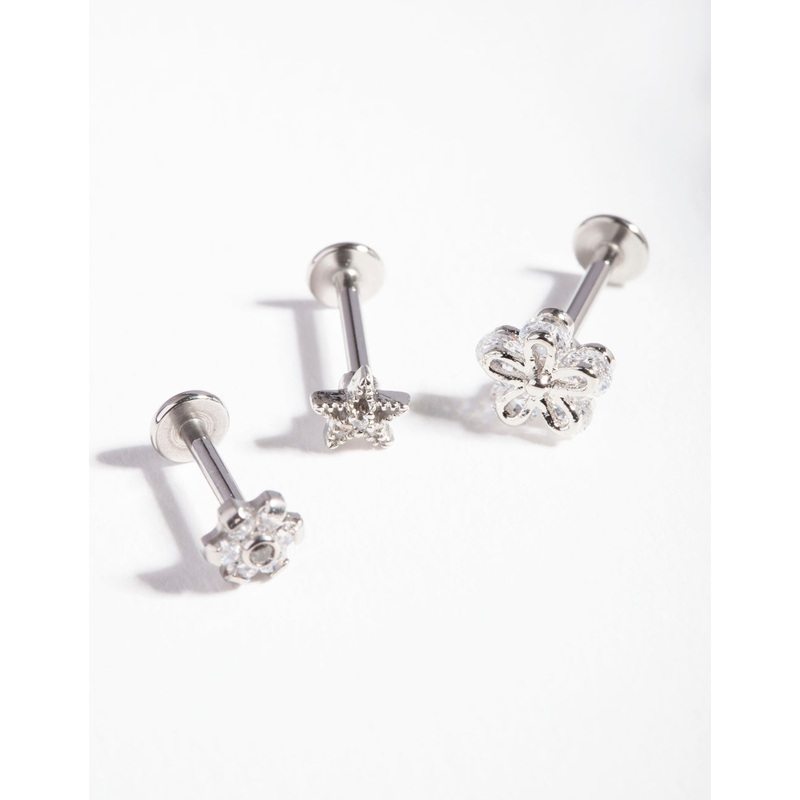 Surgical Steel Cubic Zirconia Cartilage Earring Pack