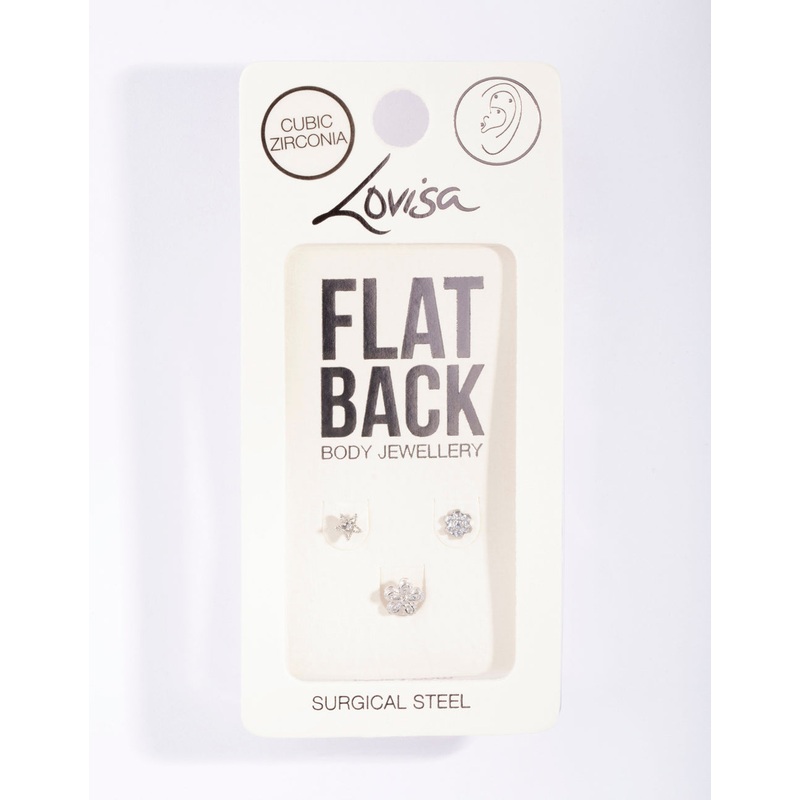 Surgical Steel Cubic Zirconia Cartilage Earring Pack