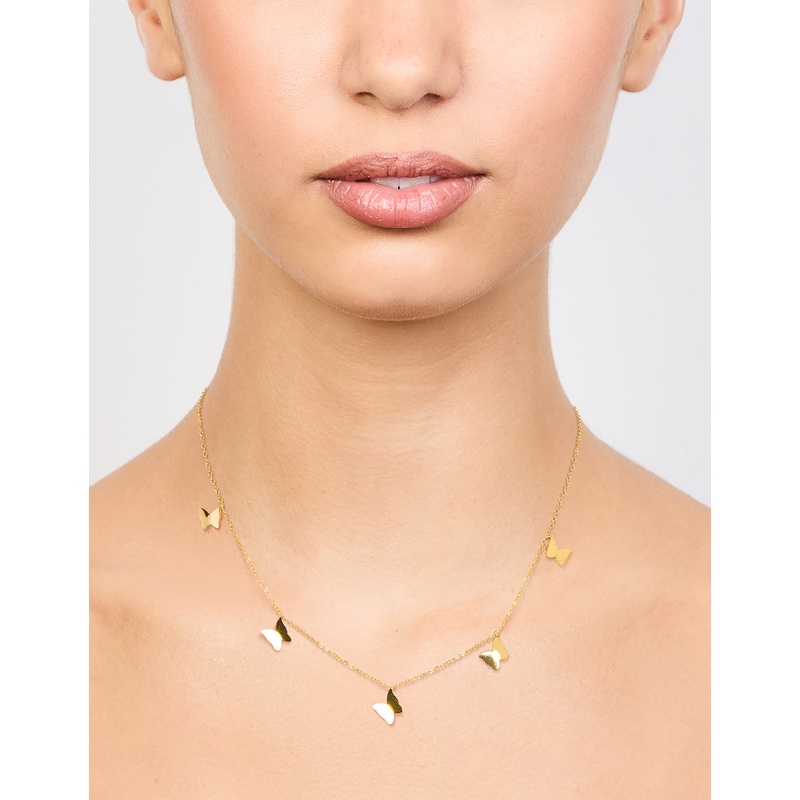 Waterproof Gold Plated Stainless Steel Butterfly Charm Necklace