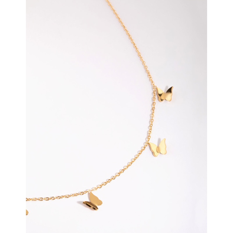 Waterproof Gold Plated Stainless Steel Butterfly Charm Necklace