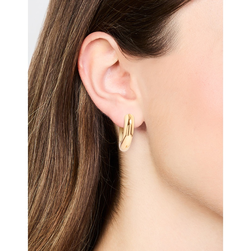 Waterproof Gold Plated Stainless Steel Chunky Medium Hoop Earrings