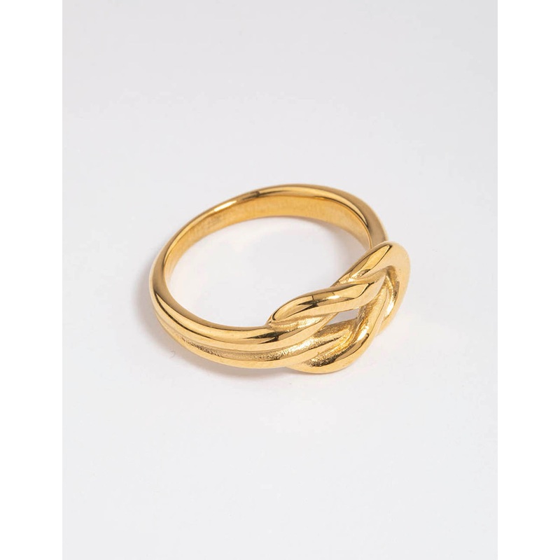 Waterproof Gold Plated Stainless Steel Classic Knotted Ring