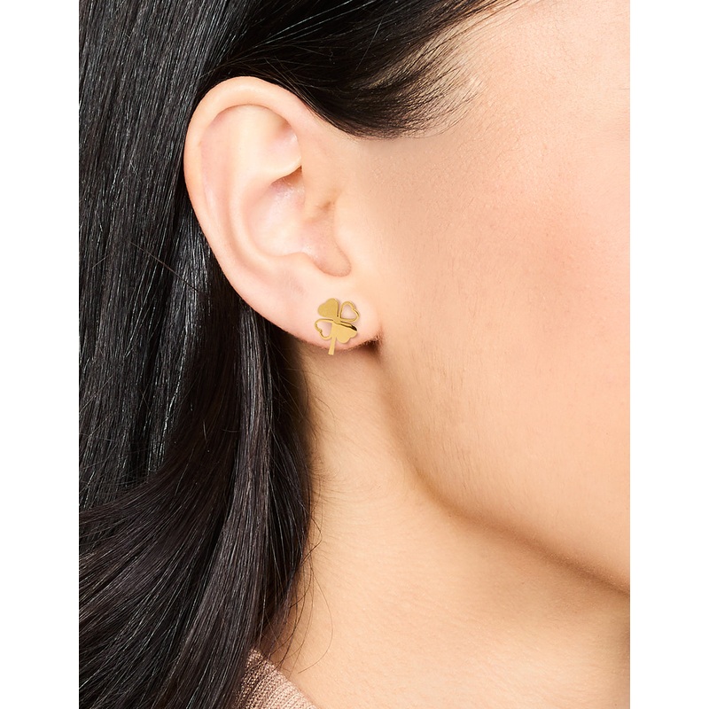 Waterproof Gold Plated Stainless Steel Heart Clover Stud Earrings