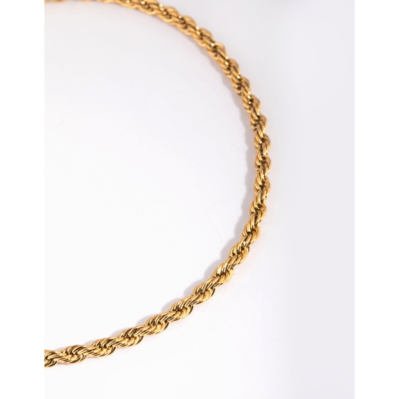 Waterproof Gold Plated Stainless Steel Twisted Chain Anklet