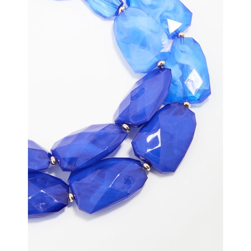 Blue Acrylic Bead Layered Necklace