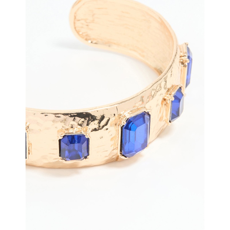 Gold Blue Stone Wrist Cuff