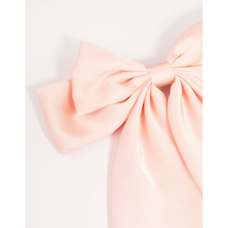 Pink Satin Fabric Bow Hair Clip