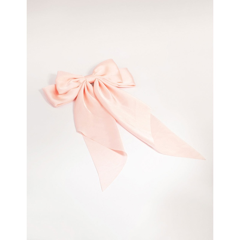 Pink Satin Fabric Bow Hair Clip